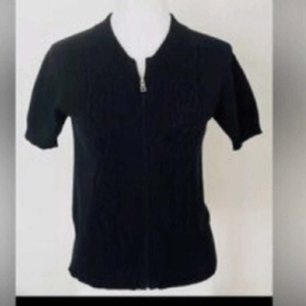 Weekend Max Mara Womens Made in Italy Short Sleeve Zippered Black Sweater Size L